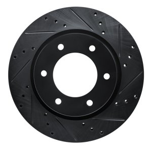 Ford Bronco Brake Rotor (1) - Front Right - R1 Concepts - Drilled & Slotted - Black - `19-`25